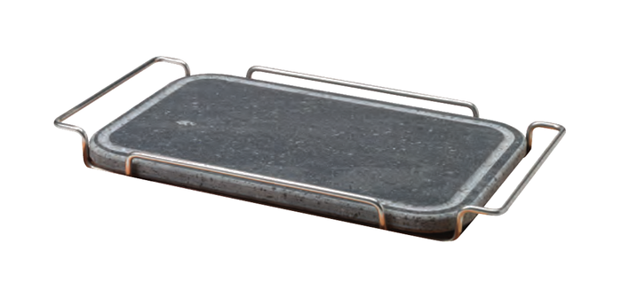 Pietra ret.spig.arrotond.cm 25x35 c/supporto acciaio inox 18/10 - COLA250/R