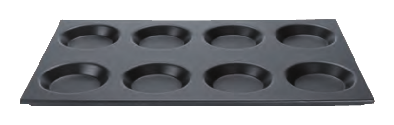 Teglia gastronorm 1/1 con 8 stampi da 11 cm. Antiaderente - COSA183/SS08