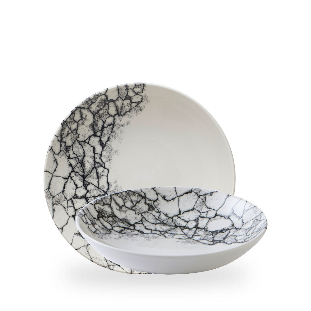 Kintsugi Accents Quartz Black Evolve Piatto Fondo 9.75" Box 12 - KAQBEVB91