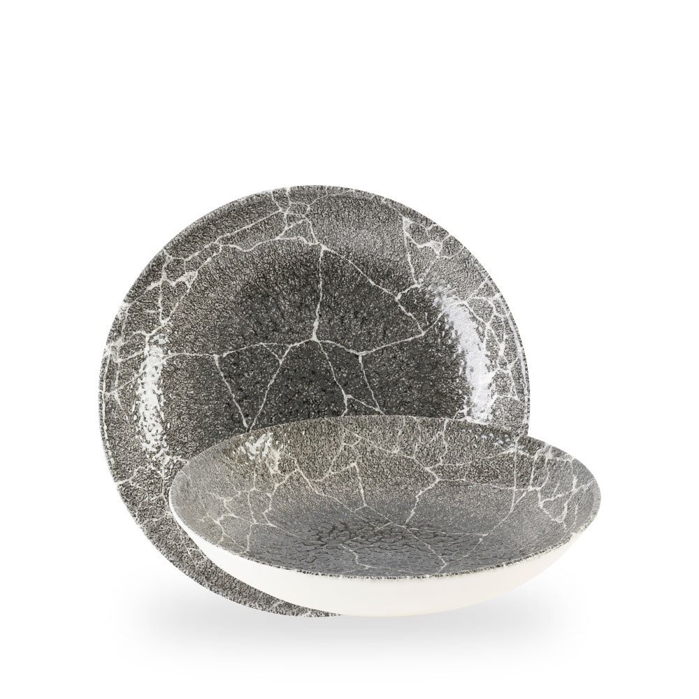 Kintsugi Reverse Quartz Black Evolve Piatto Fondo 9.75" Box 12 - KRBKEVB91