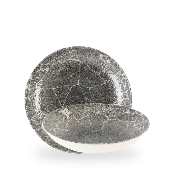 Kintsugi Reverse Quartz Black Evolve Piatto Fondo 9.75" Box 12 - KRBKEVB91