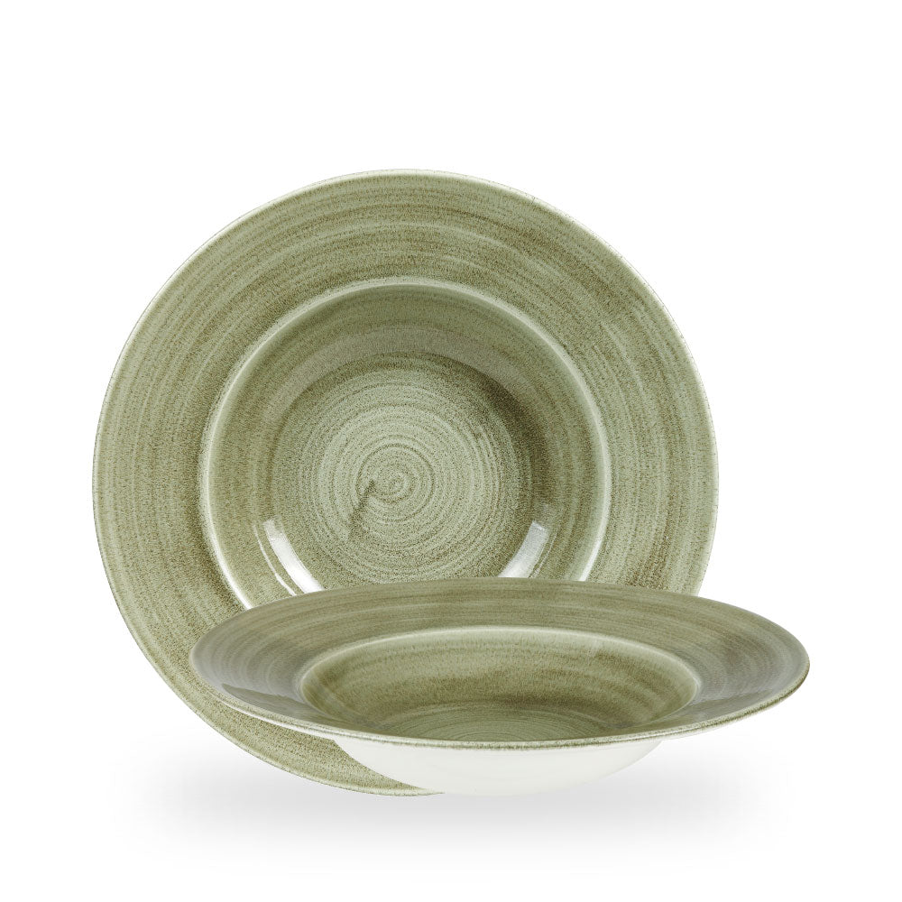 Stonecast Patina Burnished Green Profile Piatto Fondo Con Falda Grande 11" Box 12 - PABGVWBL1