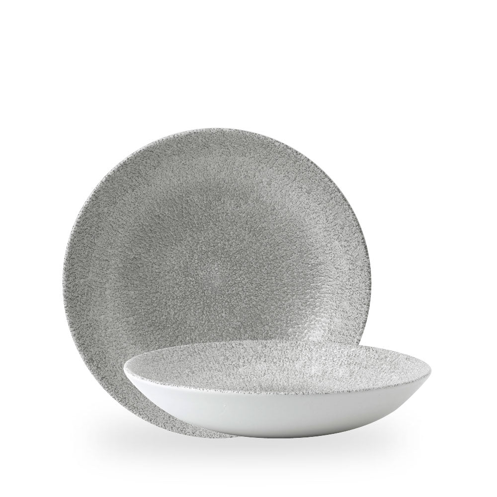Raku Jasper Grey Evolve Piatto Fondo 9.75" Box 12 - RKGJEVB91