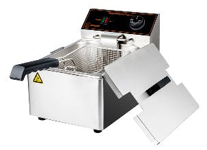 Horecatech RS620N - Friggitrice 3250W capacità 8 litri con termostato EGO