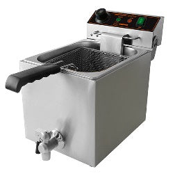 Horecatech RS622N - Friggitrice 3330W con rubinetto capacità 8 litri  con termostato EGO