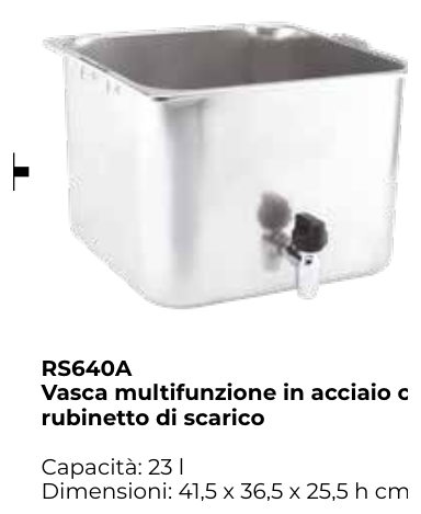 Horecatech RS640A - Vasca per Marcellino con rubinetto