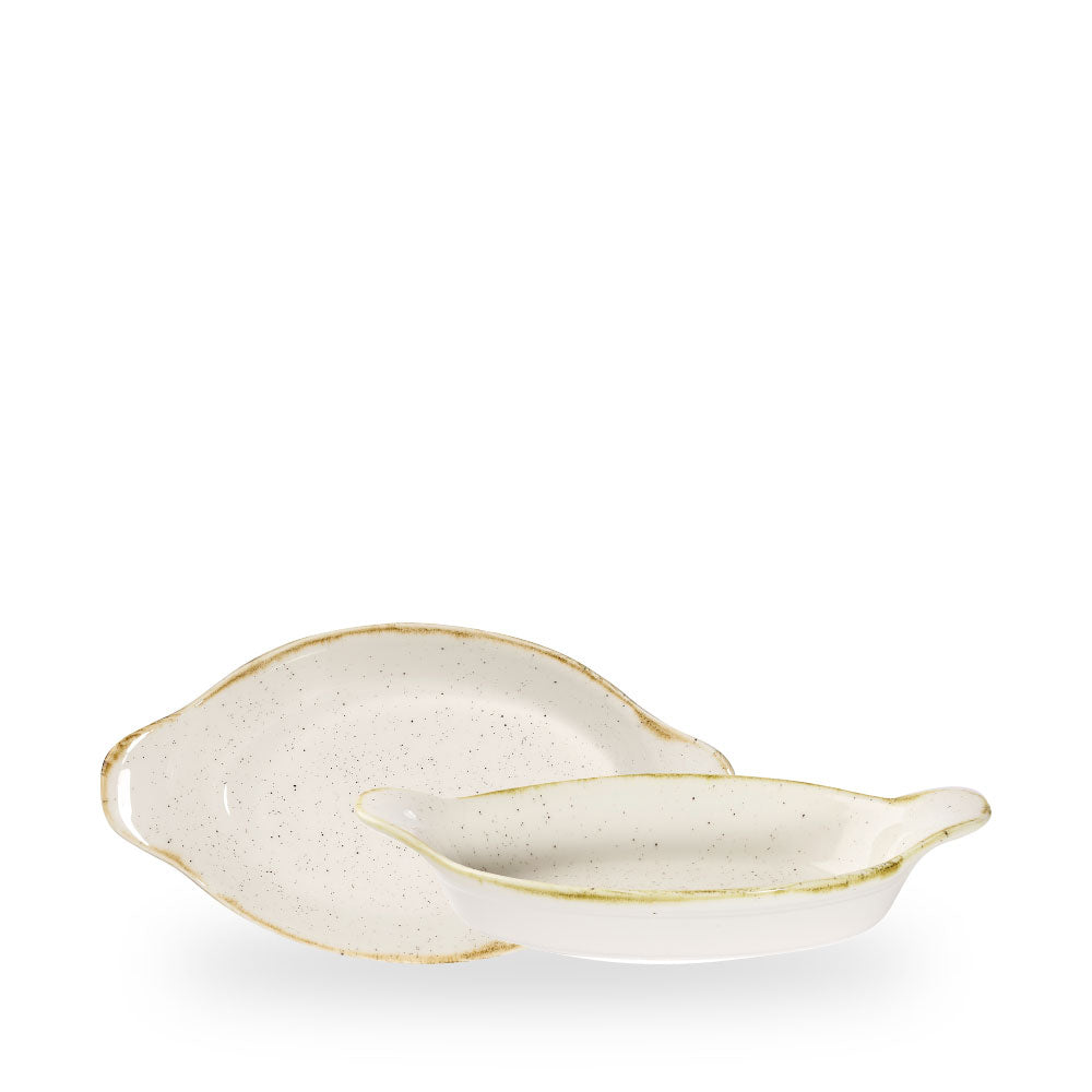Stonecast Barley White Intermed Tegame Ovale Con Manici 9 1/8 X 5" Box 6 - SWHSIOEN1
