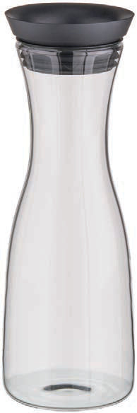 CARAFFA VETRO TAPPO SILICONE INOX LT1,0 CM.9,5 H29