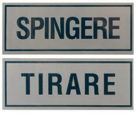 CF.2 TARGHE ADESIVE STAMPATE 15X6 SPINGERE-TIRARE