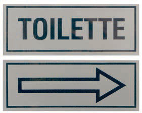 CF.2 TARGHE ADESIVE STAMPATE 15X6 TOILETTE-FRECCIA