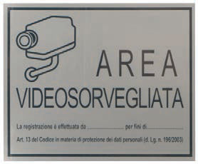 CF.2 TARGHE ADESIVE AREA VIDEOSORV. CM 15X12