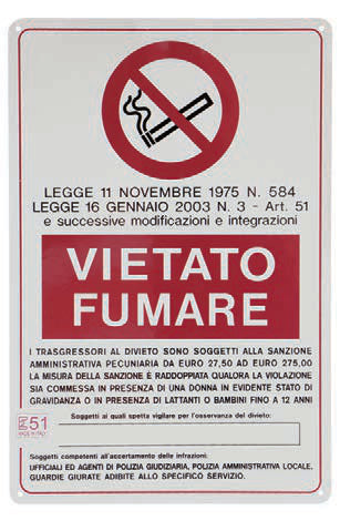 TARGA METALLO VIETATO FUMARE CM 20X30