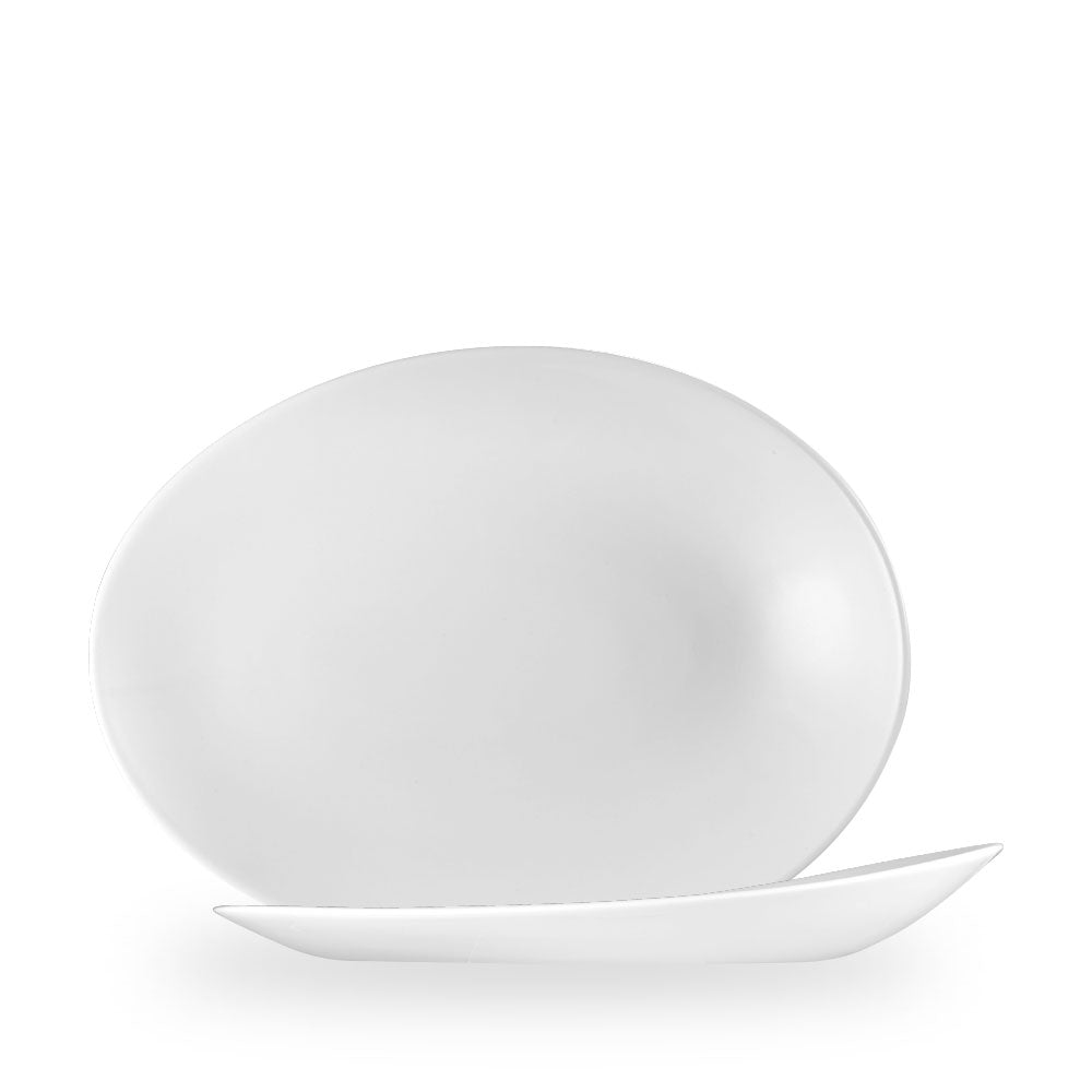White Ovale Orb Piatto 11 1/2X9" Box 12 - WH OR121