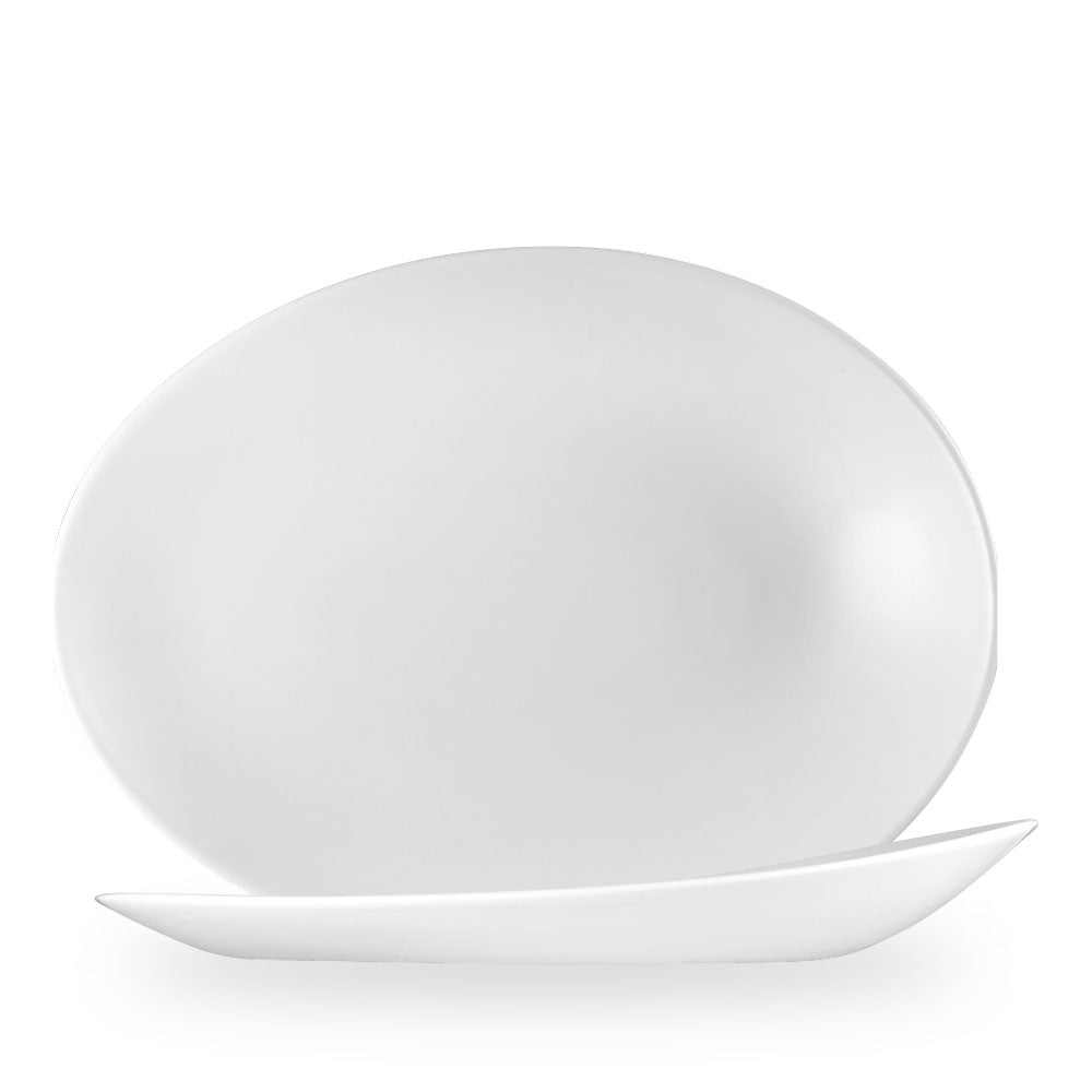 White Ovale Orb Piatto 13 3/4X10 1/2" Box 12 - WH OR141
